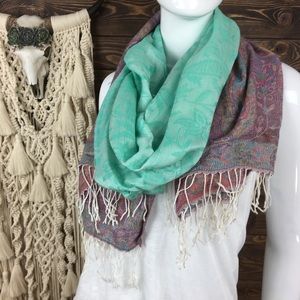 Paisley Fringe‎ Scarf Purple